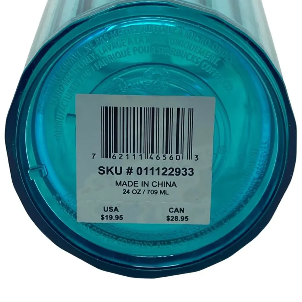 Starbucks 2021 Shiny Turquoise Blue Dome Top Tumbler 24 oz New With Tags